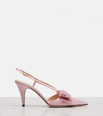 Escarpins slingback Bowow 85 en satin à ornements | Valentino Garavani