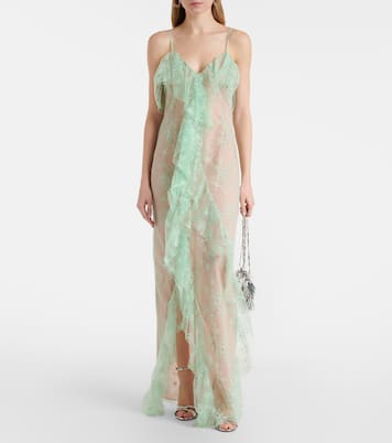 Ruffled sheer lace gown | Blumarine