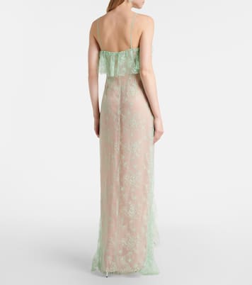 Ruffled sheer lace gown | Blumarine