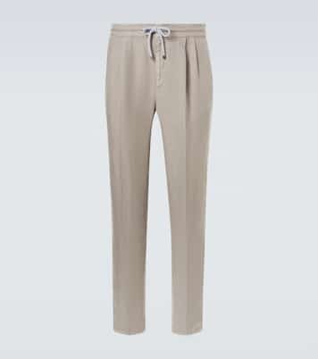 Pleated linen straight pants | Brunello Cucinelli