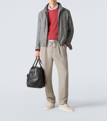 Pleated linen straight pants | Brunello Cucinelli