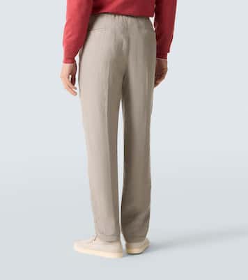 Pleated linen straight pants | Brunello Cucinelli