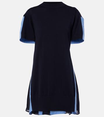 Paneled cotton-blend minidress | Sacai