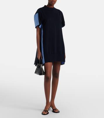 Paneled cotton-blend minidress | Sacai