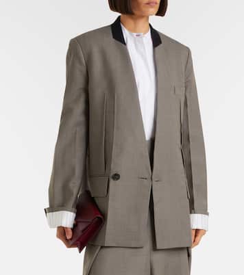 Blazer in lana vergine a spina di pesce | Victoria Beckham