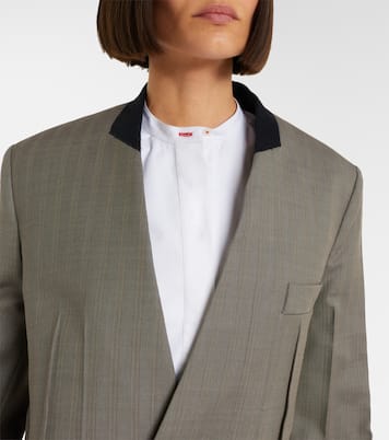 Blazer in lana vergine a spina di pesce | Victoria Beckham