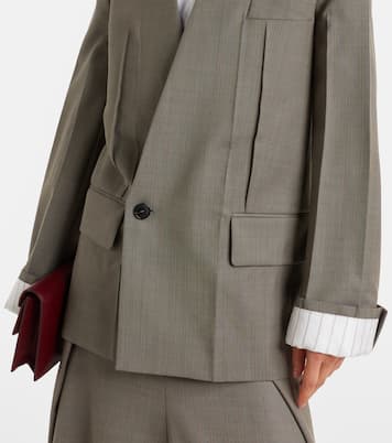 Blazer in lana vergine a spina di pesce | Victoria Beckham