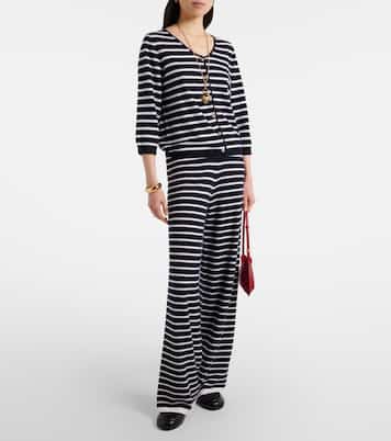 Pantalon ample rayé en cachemire | Jardin des Orangers