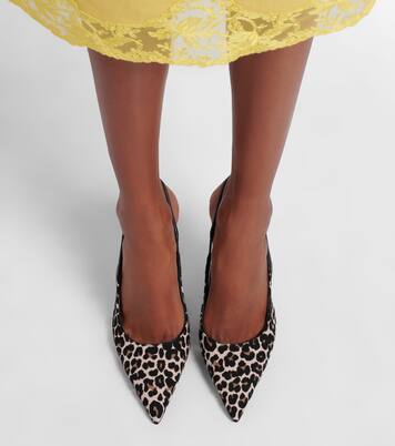 Lidia leopard-print canvas slingback pumps | Paris Texas