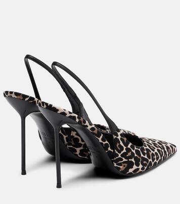Lidia leopard-print canvas slingback pumps | Paris Texas