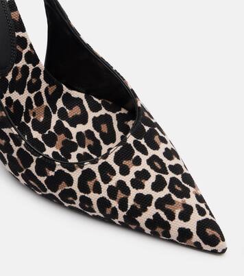 Lidia leopard-print canvas slingback pumps | Paris Texas