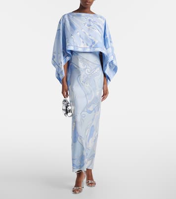 Orchidee Soleil 실크 이브닝 가운 & 케이프 세트 | Pucci