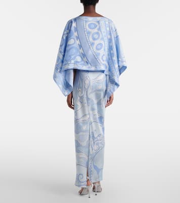 Orchidee Soleil 실크 이브닝 가운 & 케이프 세트 | Pucci