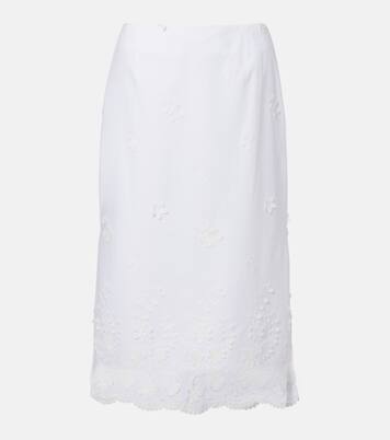 Falda midi Malik de algodón bordada | Altuzarra