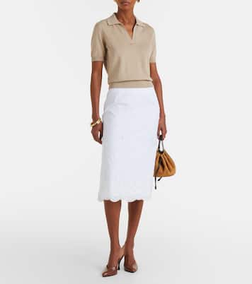 Falda midi Malik de algodón bordada | Altuzarra