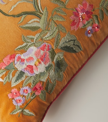 Embroidered cotton velvet cushion | Les-Ottomans
