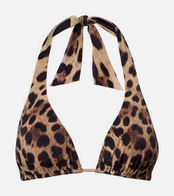 Leopard-print triangle bikini top | Dolce&Gabbana