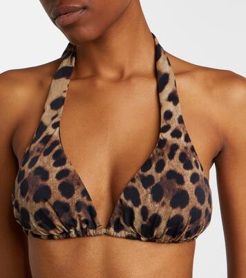 Leopard-print triangle bikini top | Dolce&Gabbana