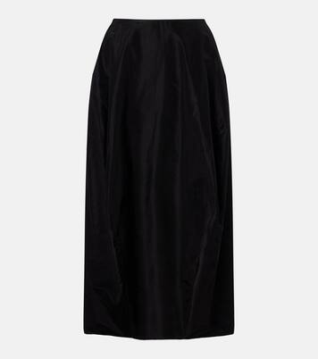 Galyra cotton and silk satin midi skirt | The Row