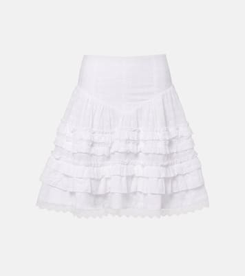 Broderie anglaise tiered cotton miniskirt | Ganni