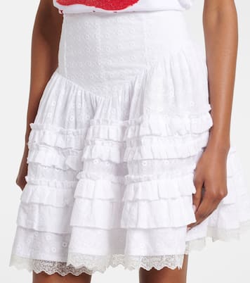 Broderie anglaise tiered cotton miniskirt | Ganni