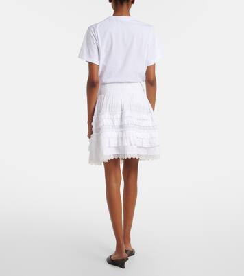 Broderie anglaise tiered cotton miniskirt | Ganni