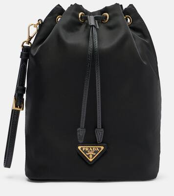 Re-Nylon leather-trimmed bucket bag | Prada