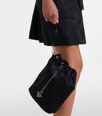 Re-Nylon leather-trimmed bucket bag | Prada