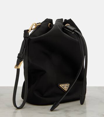 Re-Nylon leather-trimmed bucket bag | Prada