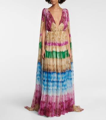 Robe longue imprimée en soie | Valentino