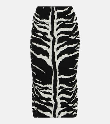 Zebra-printed high-rise midi skirt | Alaïa