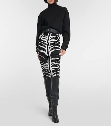 Zebra-printed high-rise midi skirt | Alaïa