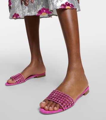 Embellished suede slides | Rene Caovilla