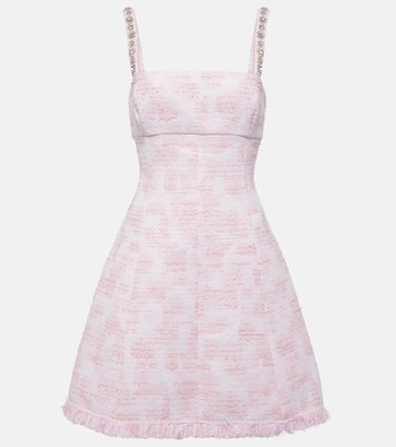 فستان قصير من التويد مع تزيين بالكريستال | Oscar de la Renta