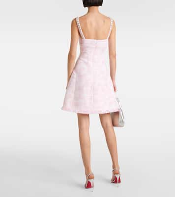 فستان قصير من التويد مع تزيين بالكريستال | Oscar de la Renta