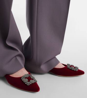 Hangisi embellished velvet ballet flats | Manolo Blahnik