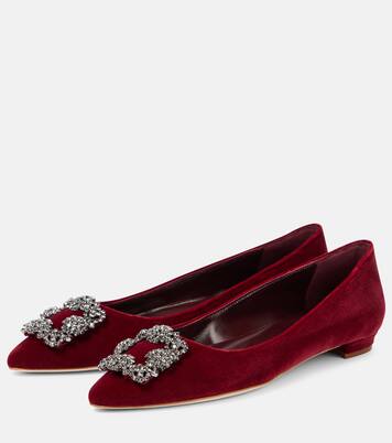 Hangisi embellished velvet ballet flats | Manolo Blahnik