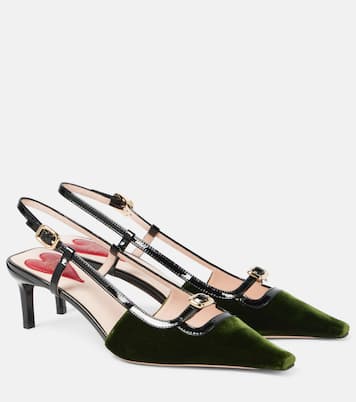 Viv' Canard leather-trimmed slingback pumps | Roger Vivier