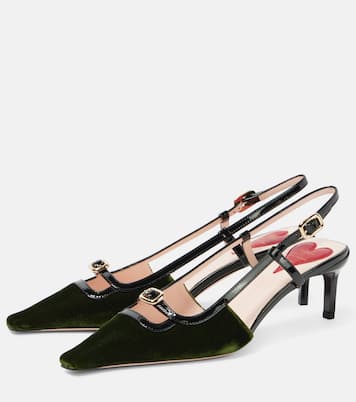 Viv' Canard leather-trimmed slingback pumps | Roger Vivier