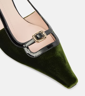 Viv' Canard leather-trimmed slingback pumps | Roger Vivier