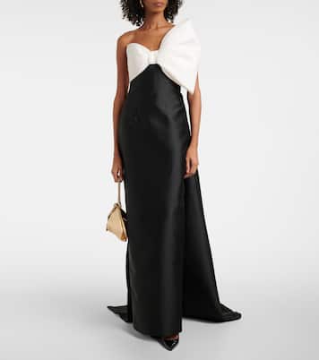 Bow-detail asymmetric draped gown | Monique Lhuillier
