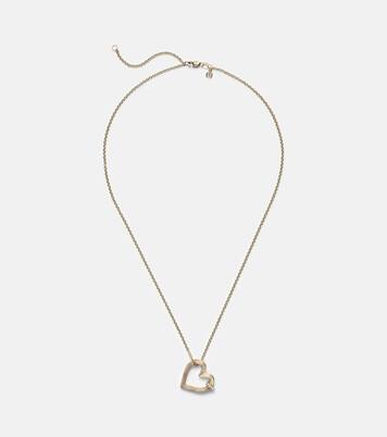 Halskette Fluted Heart aus 14kt Gelbgold (585/1000) mit Diamanten | Sydney Evan