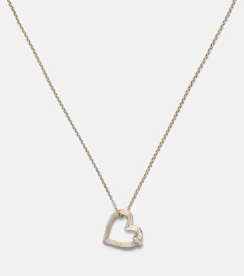 Halskette Fluted Heart aus 14kt Gelbgold (585/1000) mit Diamanten | Sydney Evan