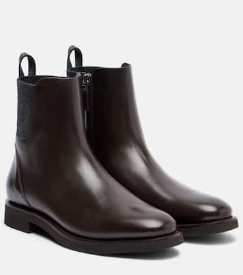 Chelsea Monili leather ankle boots | Brunello Cucinelli