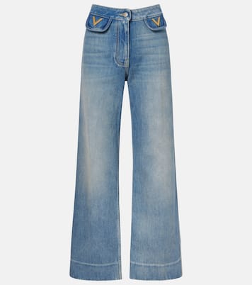 Mid-Rise Wide-Leg Jeans VGold | Valentino