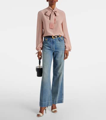 Mid-Rise Wide-Leg Jeans VGold | Valentino