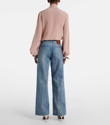Mid-Rise Wide-Leg Jeans VGold | Valentino