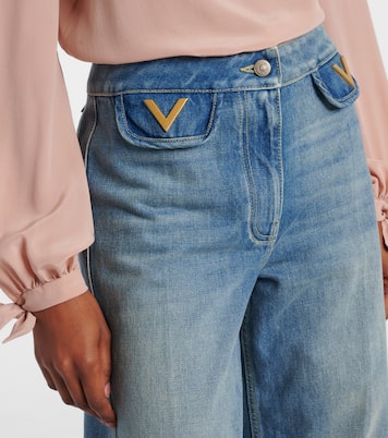 Mid-Rise Wide-Leg Jeans VGold | Valentino