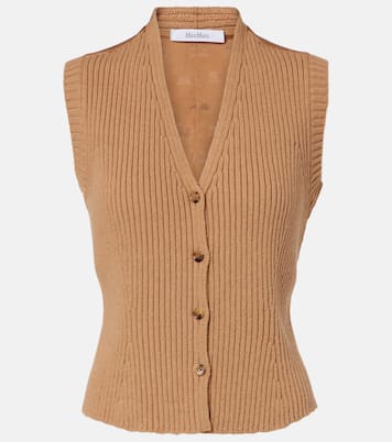 Madre paneled wool-blend and satin vest | Max Mara