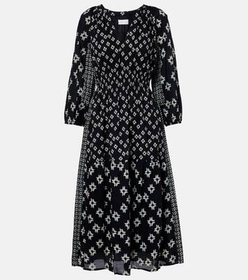 Robe midi Elen brodée en coton | Velvet
